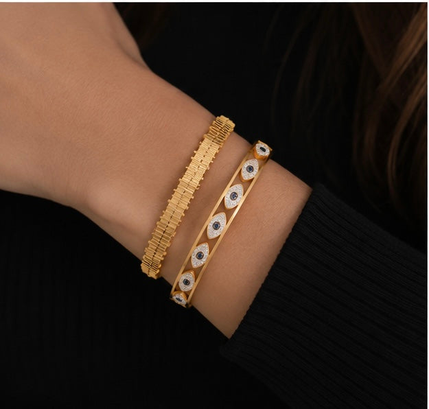 Evil Eye Diamond Bracelet | 18K Gold Plated Stainless Steel