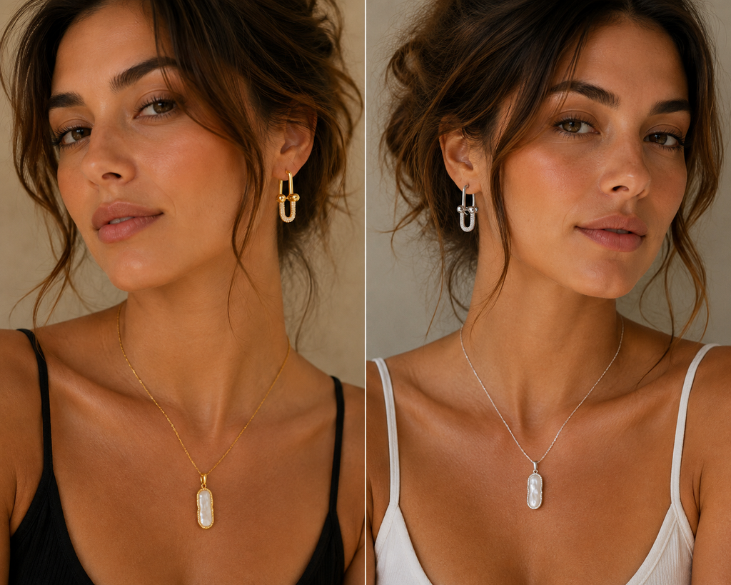 18K Gold Interlocking U-Hoop Diamond Earrings