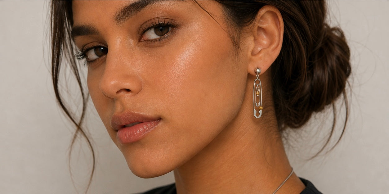 Double Safety Pin Earrings | Gold & Silver 18K Gold Plated Stainless Steel