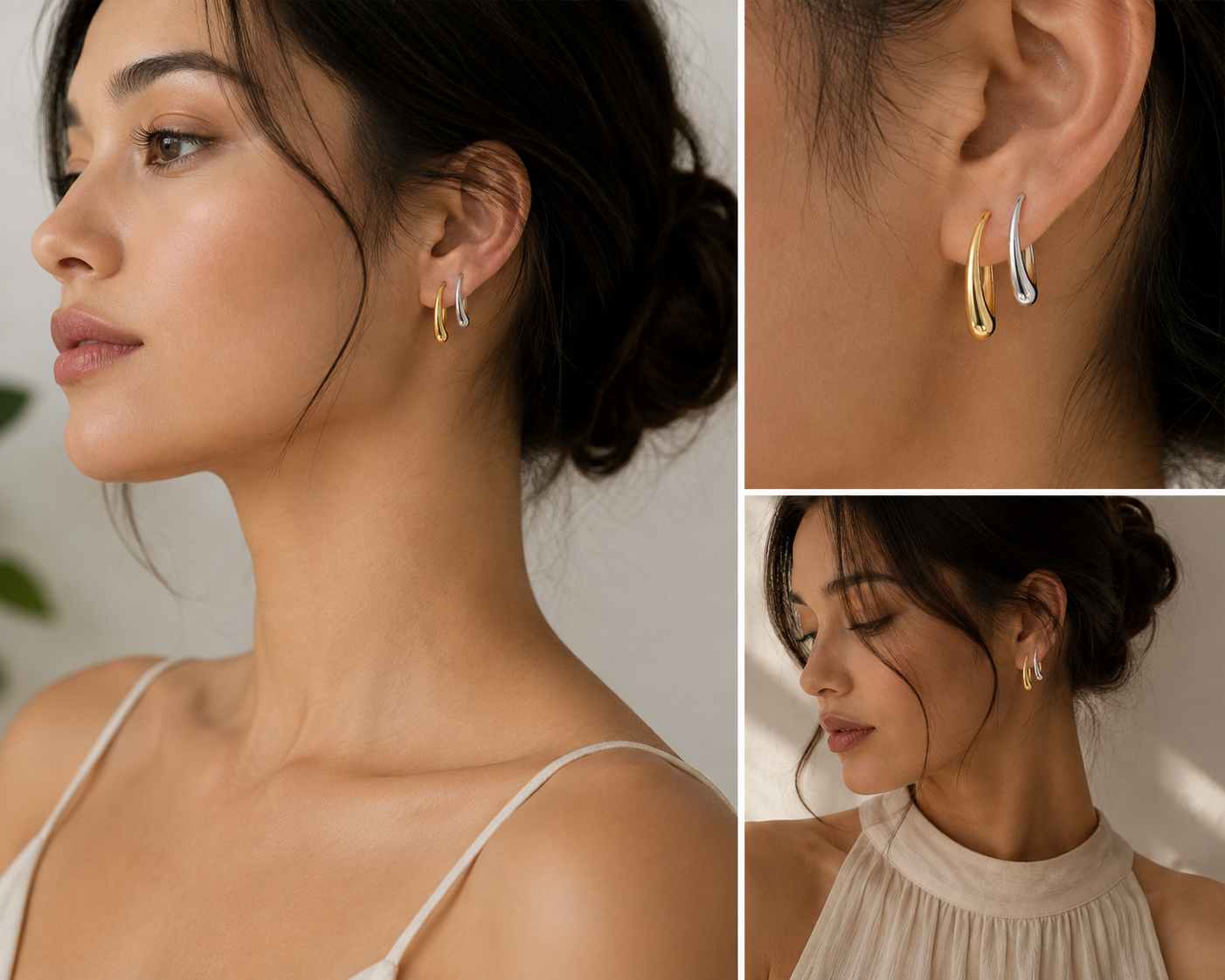 18K Gold Irregular Teardrop Earrings