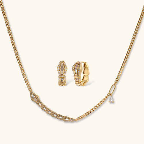 14K Gold Plated Eco Brass CZ Jewelry Set – Geometric Luxe | Ornexa