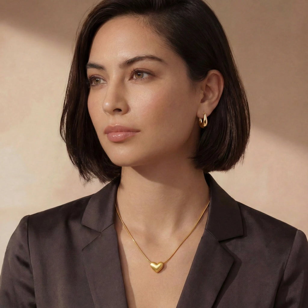 Golden Heart Necklace — 18K Gold Sterling Silver