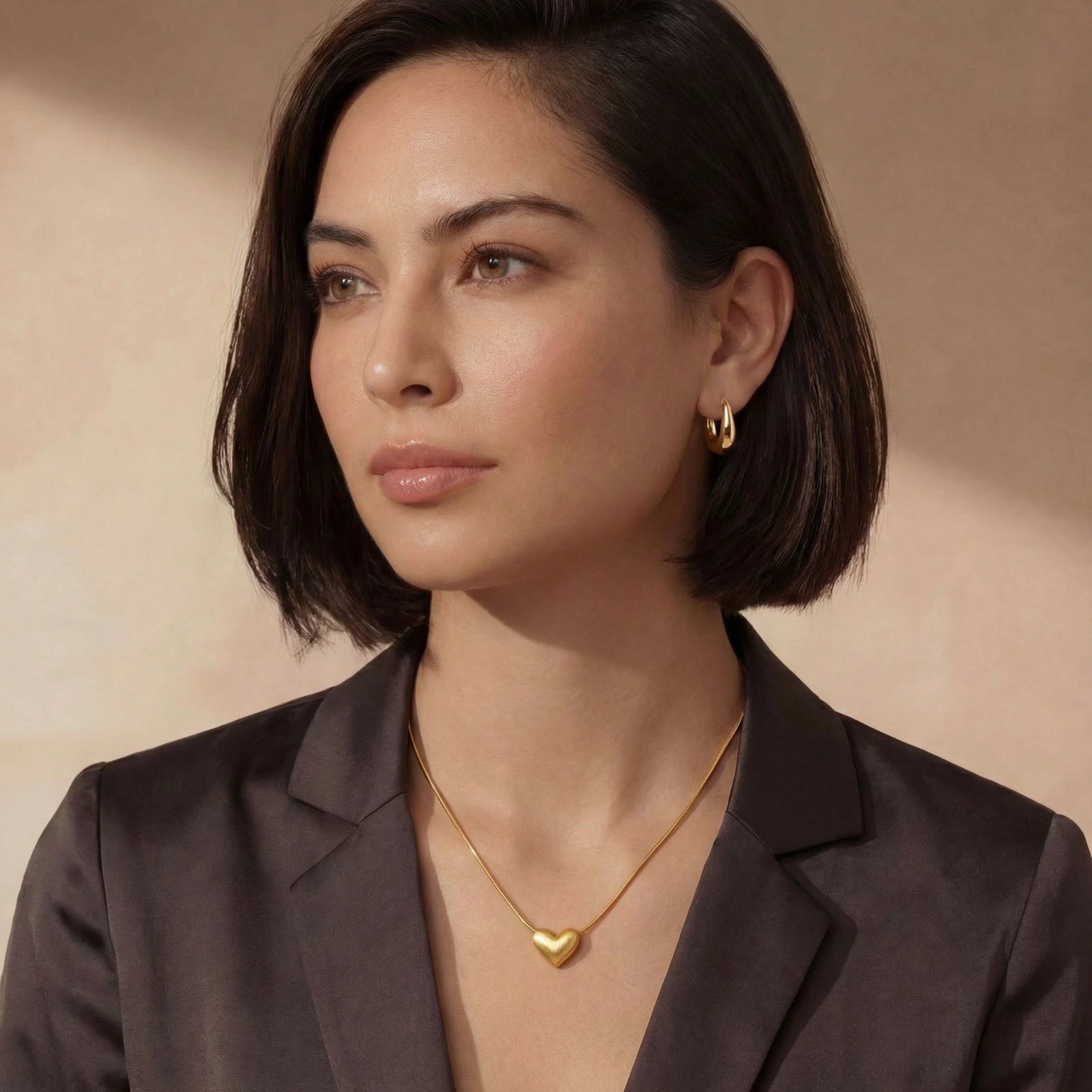 Golden Heart Necklace — 18K Gold Sterling Silver