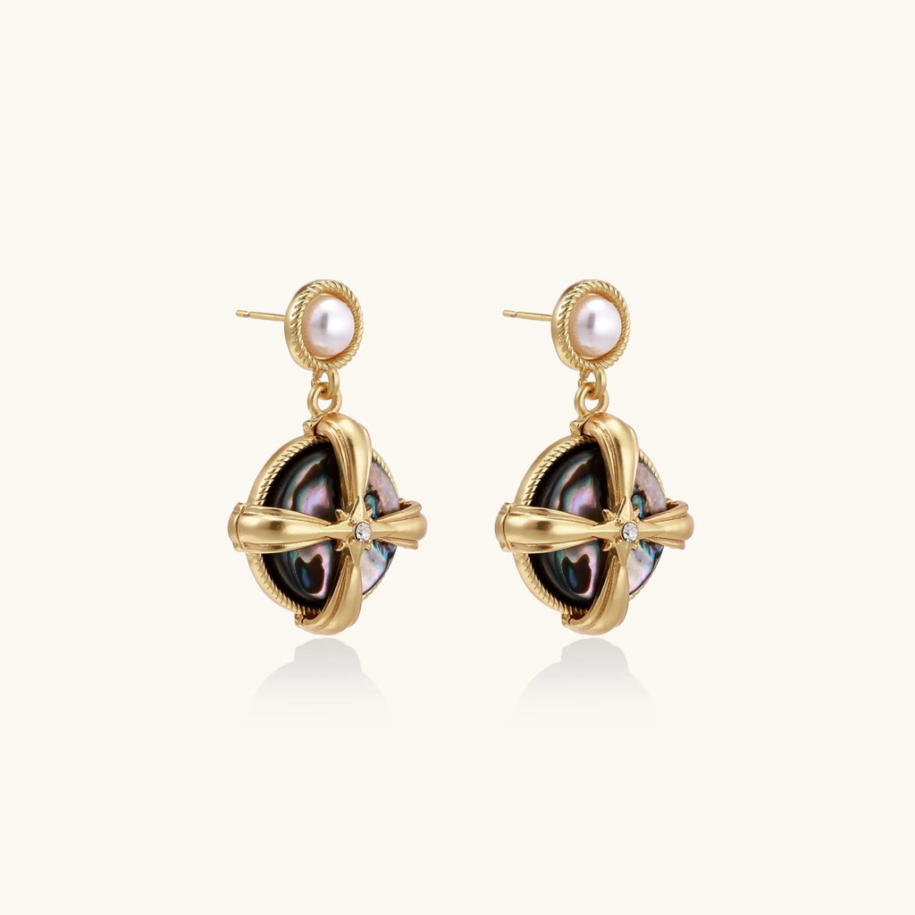 Pearl Abalone Cross Drops