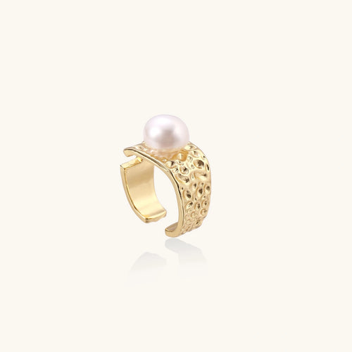 14K Gold Plated Eco Brass Freshwater Pearl Adjustable Ring – Golden Tide | Ornexa