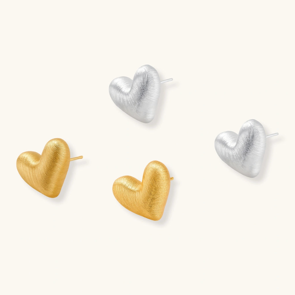 Brushed Heart Studs
