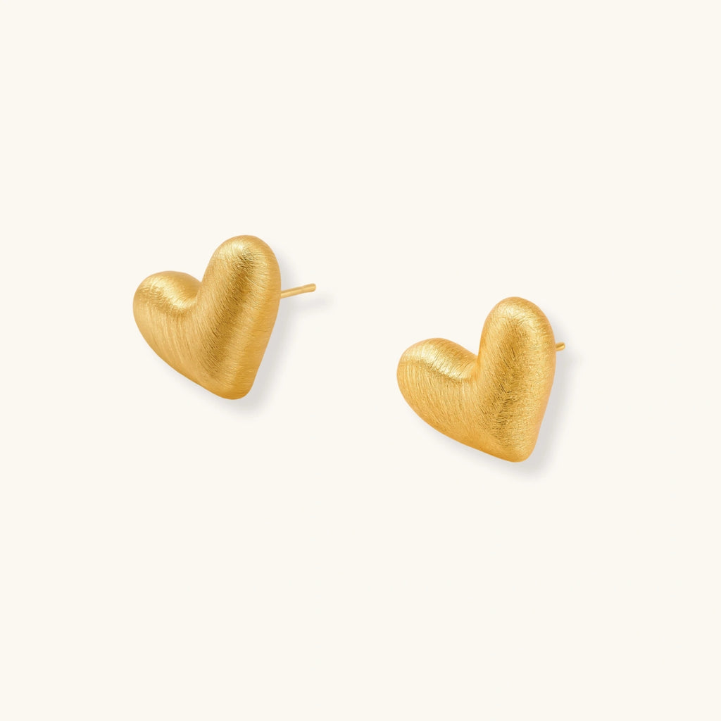 Brushed Heart Studs