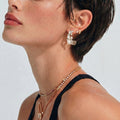 White Gold Plated Stainless Steel Textured Hoop Earrings – Ripple Wave | Ornexa