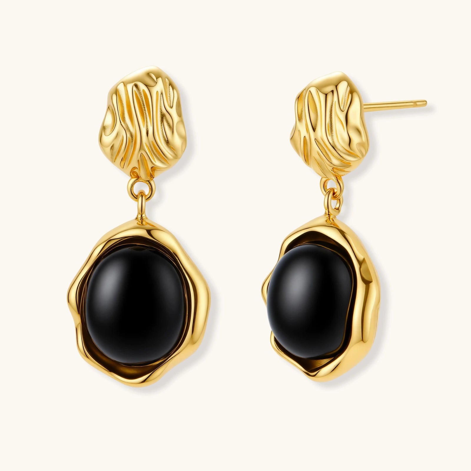 Ripple Drop Agate Earrings — Natural Stone Sterling Silver
