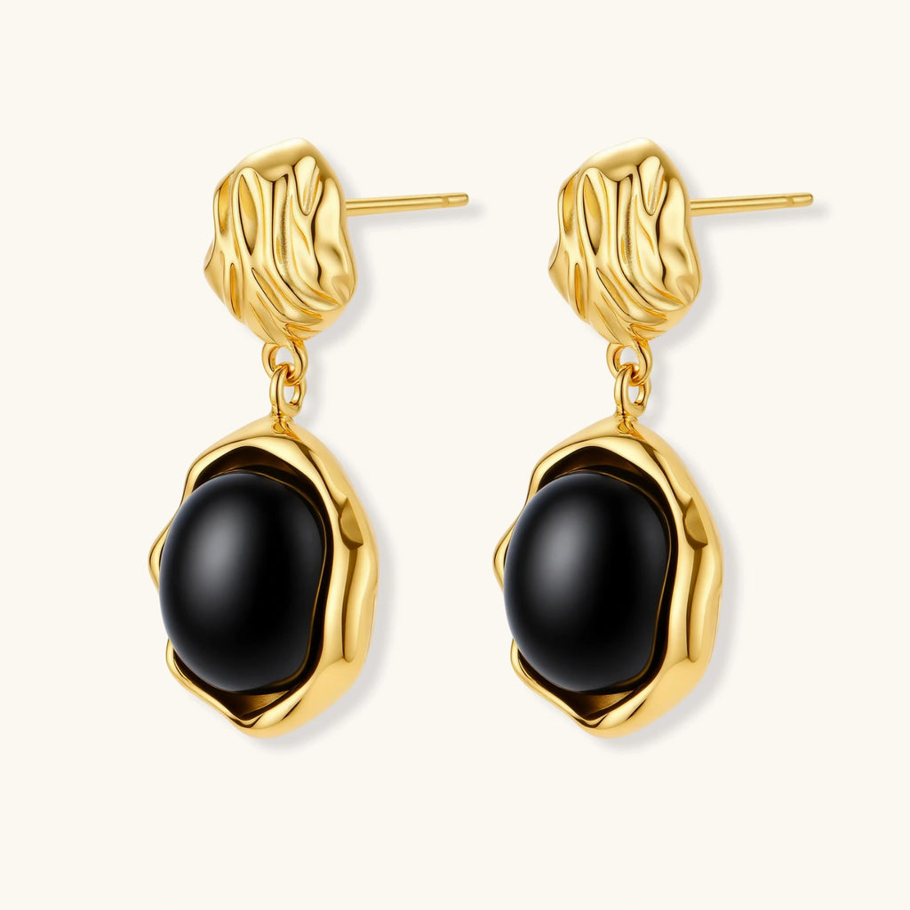 Ripple Drop Agate Earrings — Natural Stone Sterling Silver