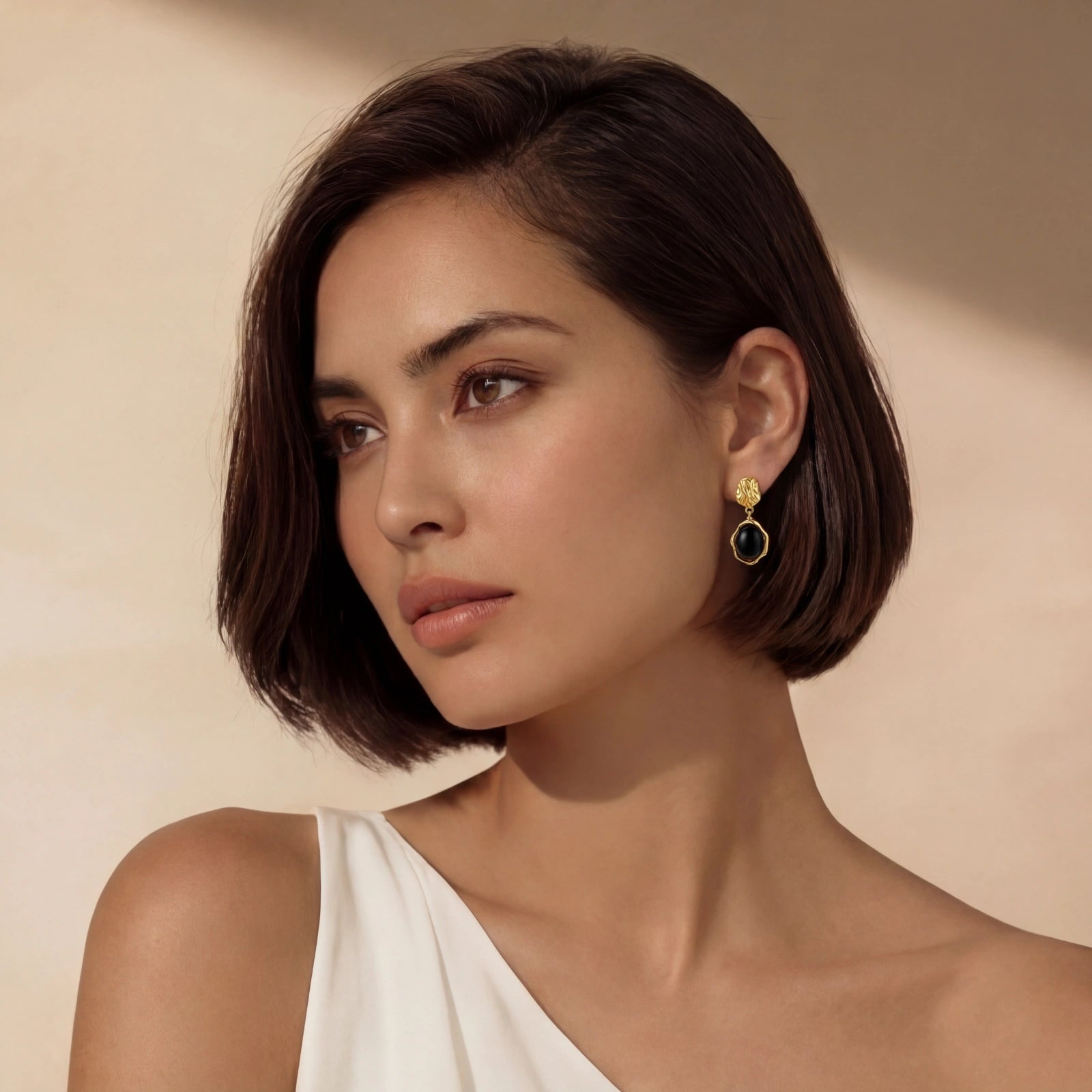 Ripple Drop Agate Earrings — Natural Stone Sterling Silver