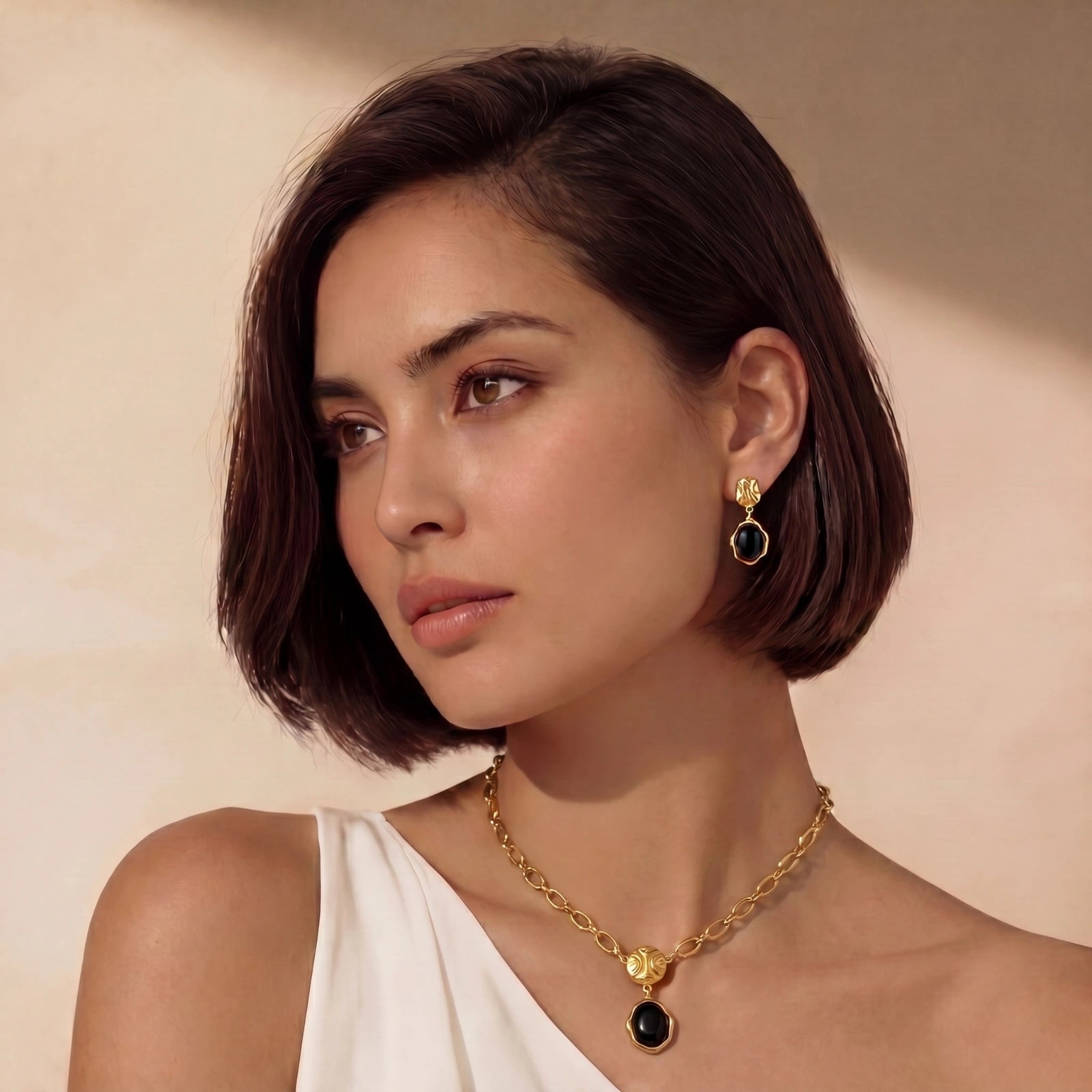 Ripple Drop Agate Earrings — Natural Stone Sterling Silver