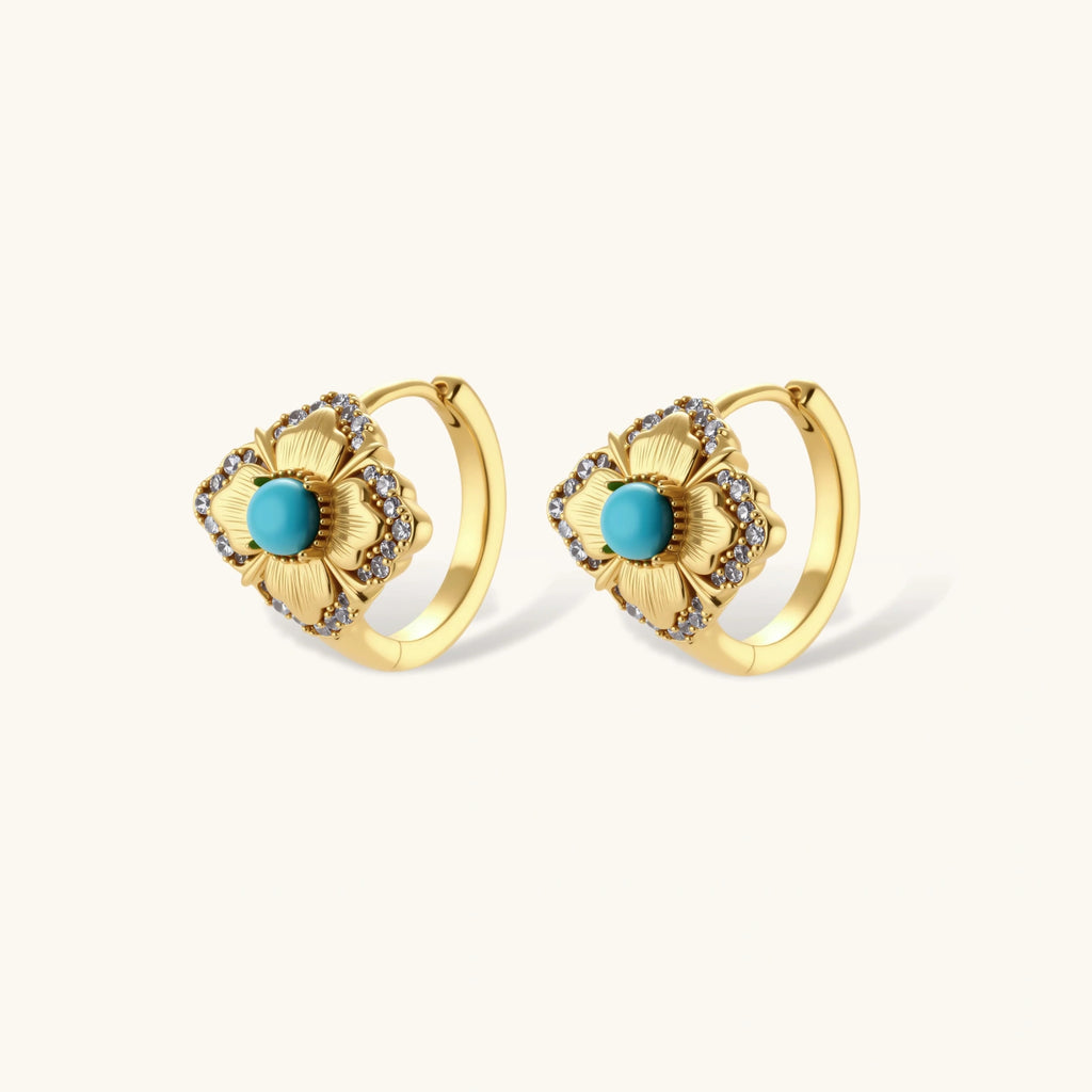 Turquoise Bloom Hoops