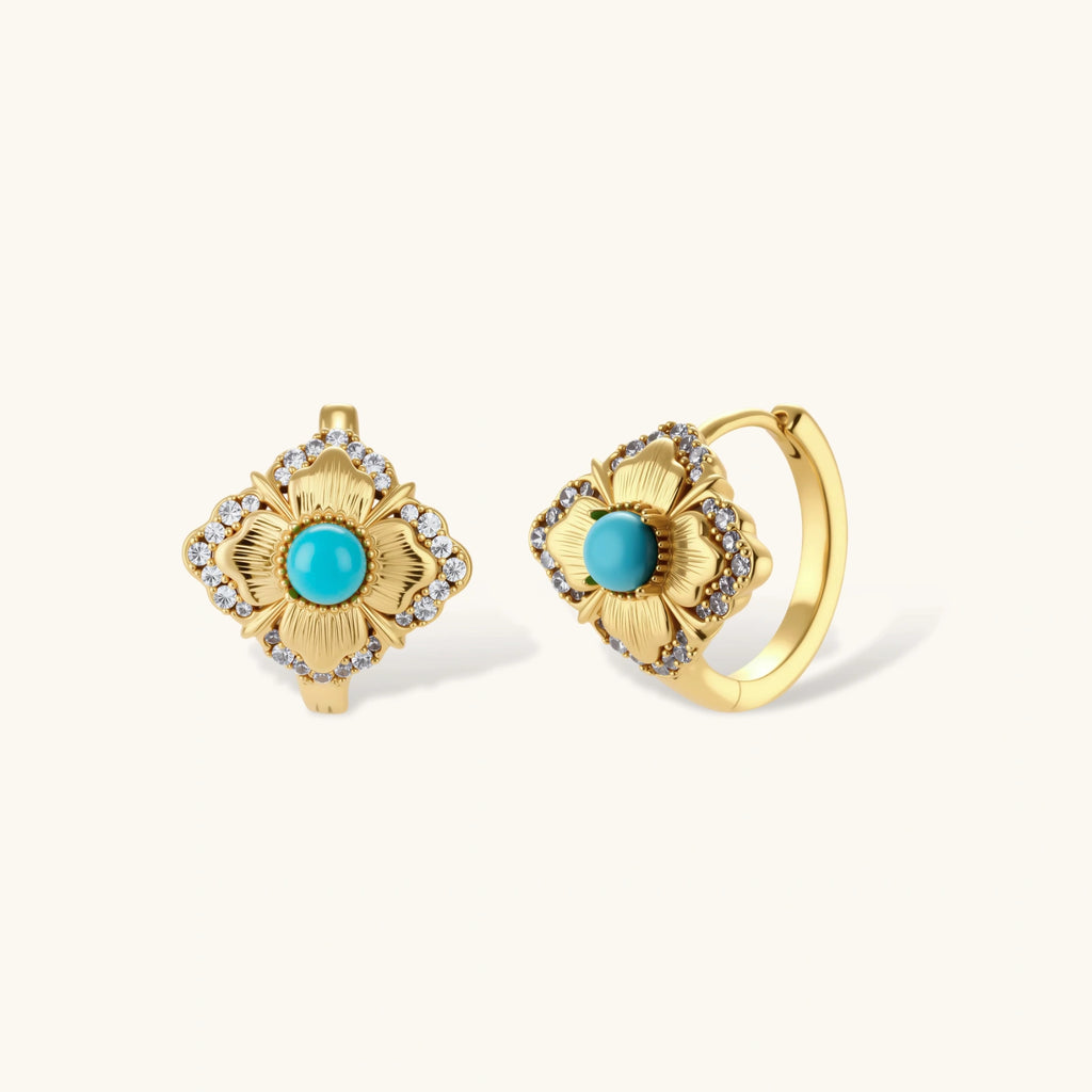 Turquoise Bloom Hoops