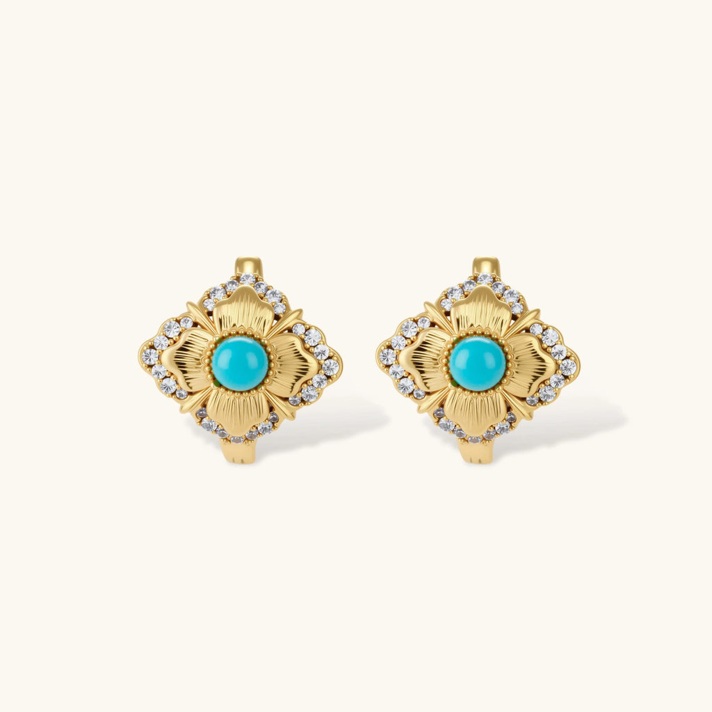 Turquoise Bloom Hoops