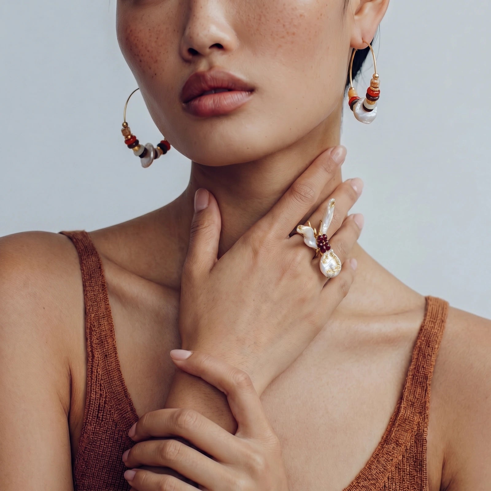 Bohemian Pearl Stack Earrings