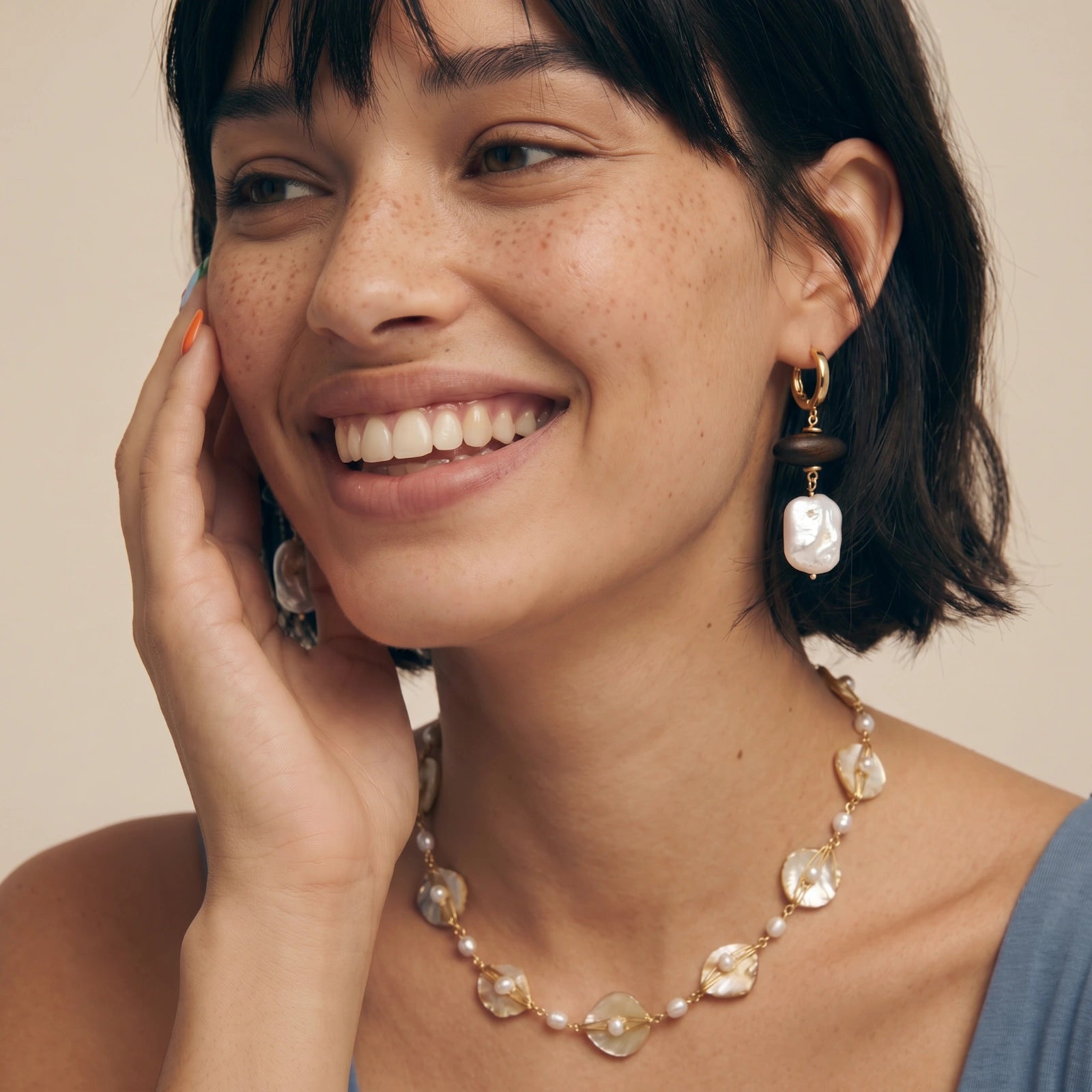 Earth & Gold Drop Earrings