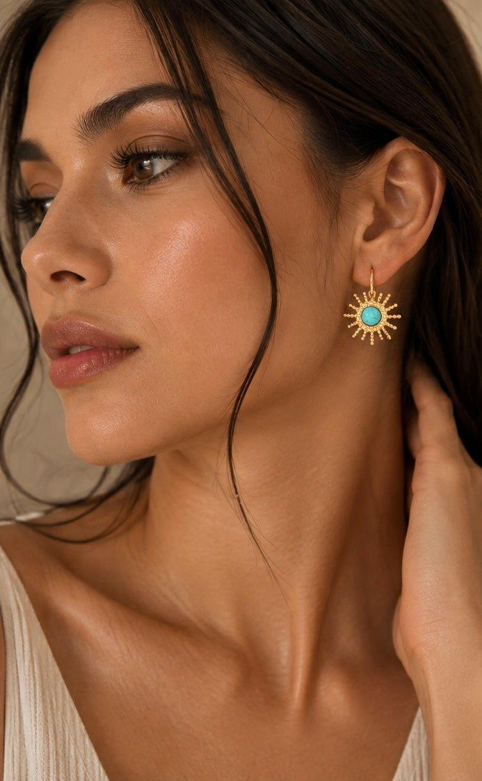 Turquoise Inlay Earrings | Retro Boho Titanium Steel | 6 Styles