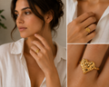 18K Gold Hammered Heart Ring