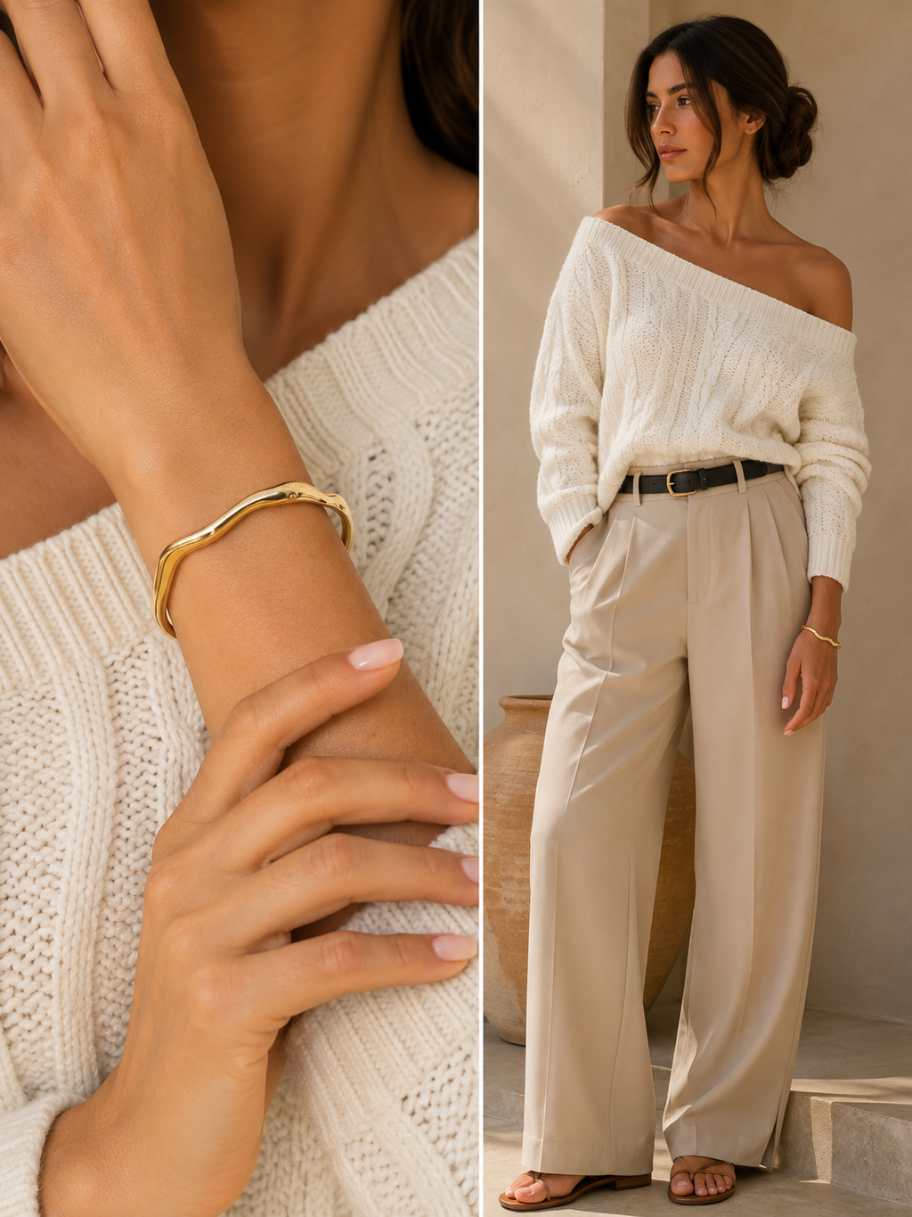 18K Gold Ripple Bangle