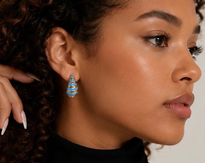 Spiral Teardrop Earrings | 18K Gold Plated Stainless Steel | 5 Colours