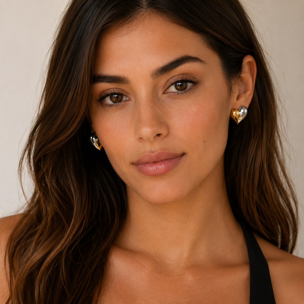 18K Gold Hammered Heart Earrings