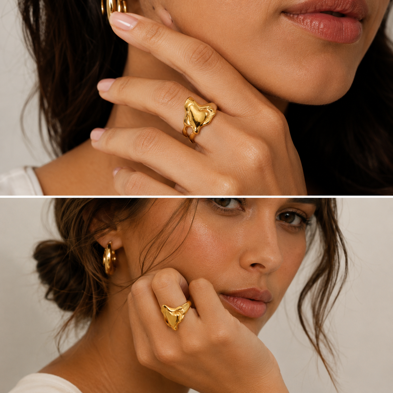 Irregular Heart Ring | 18K Gold Plated Adjustable Stainless Steel