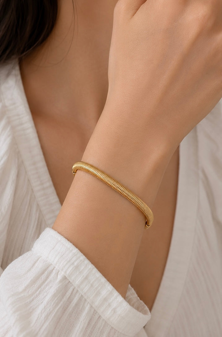 Flat Snake Chain Bracelet | 18K Gold Plated Stainless Steel | Gold & Silver