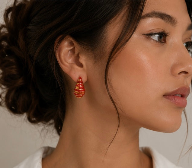 Spiral Teardrop Earrings | 18K Gold Plated Stainless Steel | 5 Colours