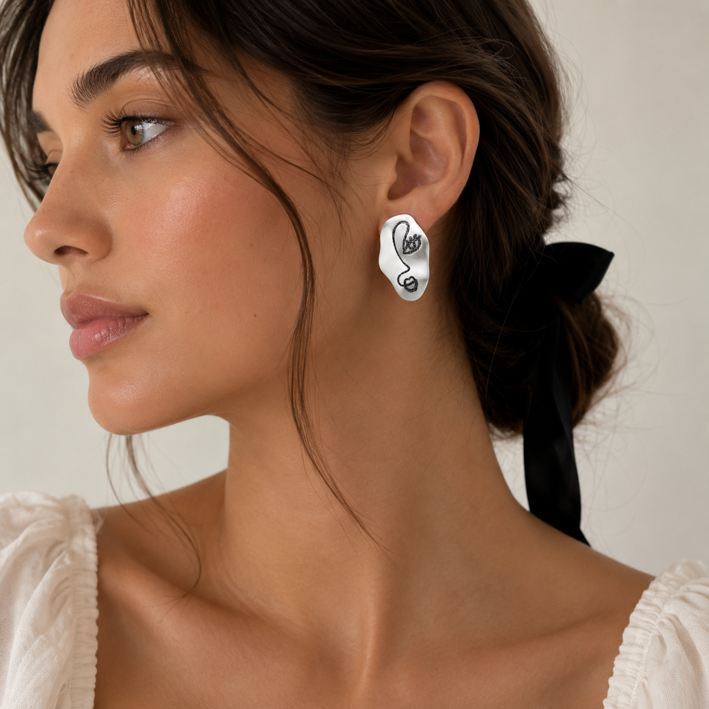 Eco Zinc Alloy Enamel Drop Earrings – Face Art | Ornexa