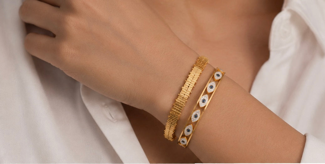 Evil Eye Diamond Bracelet | 18K Gold Plated Stainless Steel