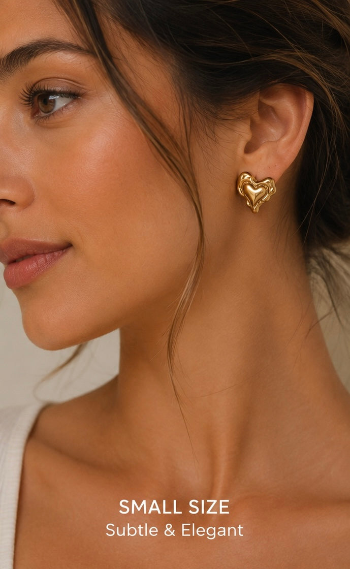 Liquid Heart Earrings | 18K Gold Plated Stainless Steel | Large & Small