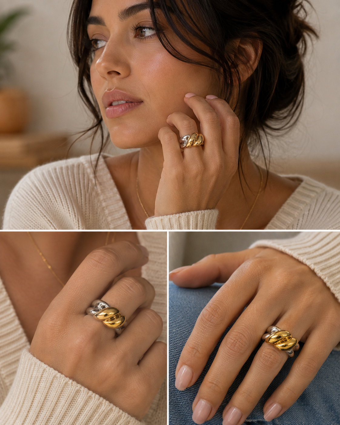18K Gold & Silver Thread Ring