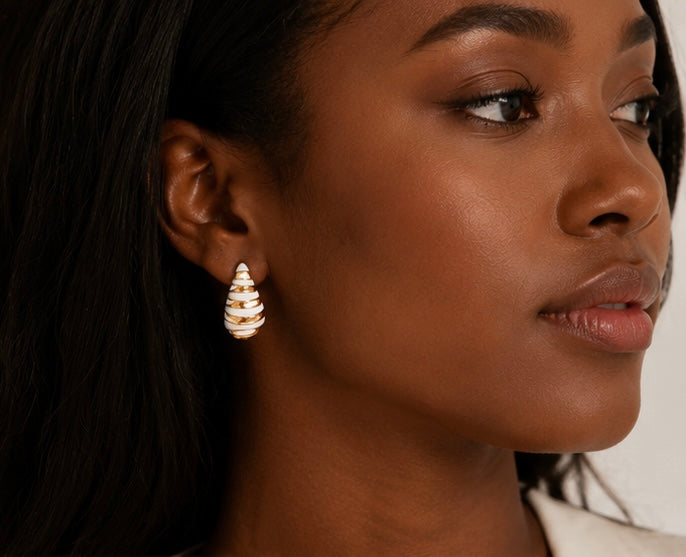 Spiral Teardrop Earrings | 18K Gold Plated Stainless Steel | 5 Colours