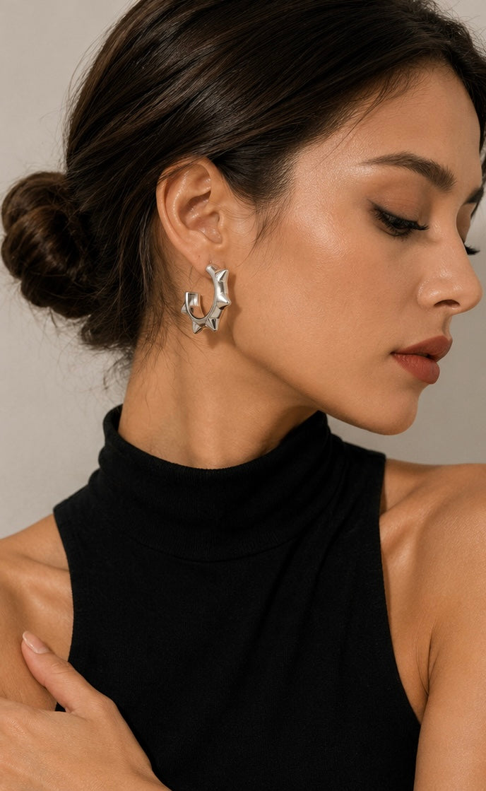 C-Shaped Rivet Punk Earrings | 18K Gold Plated Stainless Steel