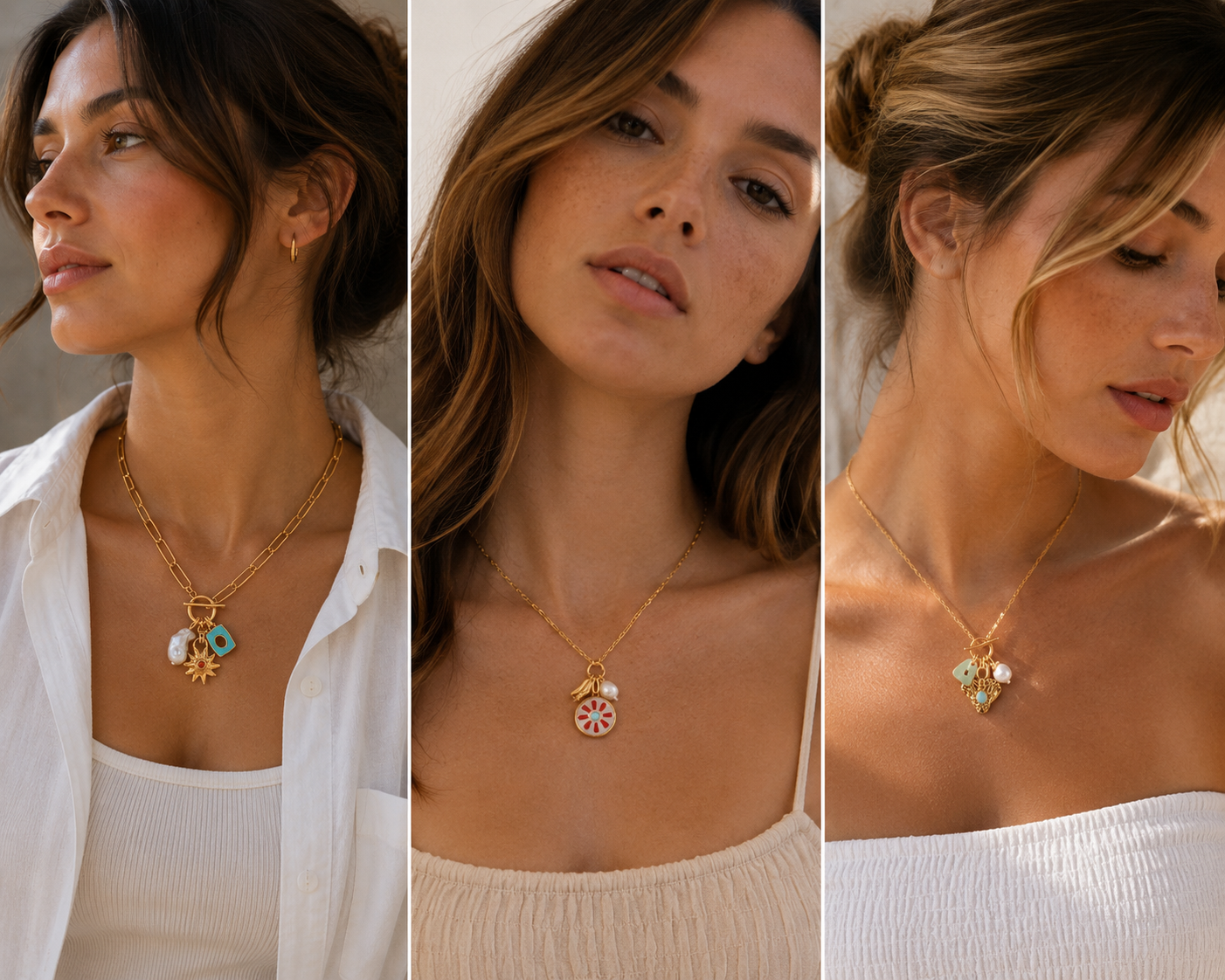 18K Gold Multi-Pendant Charm Necklace | Ornexa
