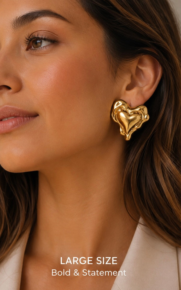 Liquid Heart Earrings | 18K Gold Plated Stainless Steel | Large & Small