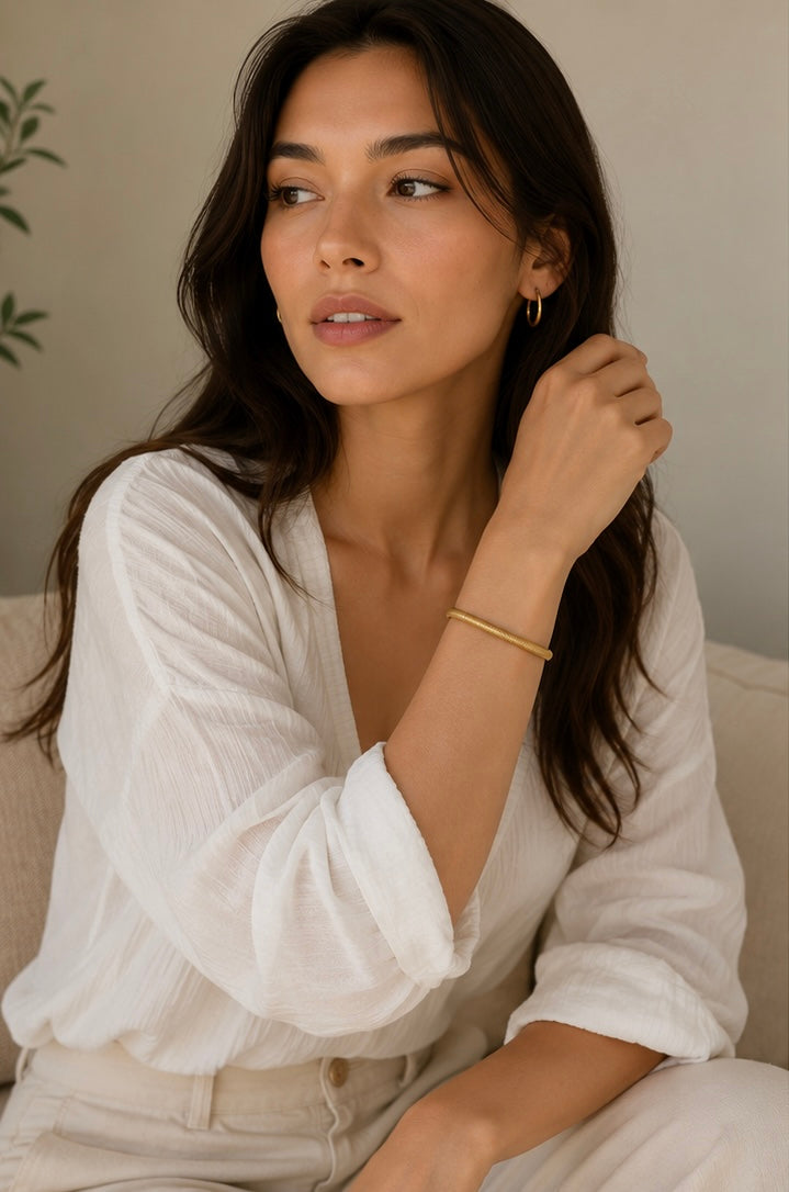 Flat Snake Chain Bracelet | 18K Gold Plated Stainless Steel | Gold & Silver