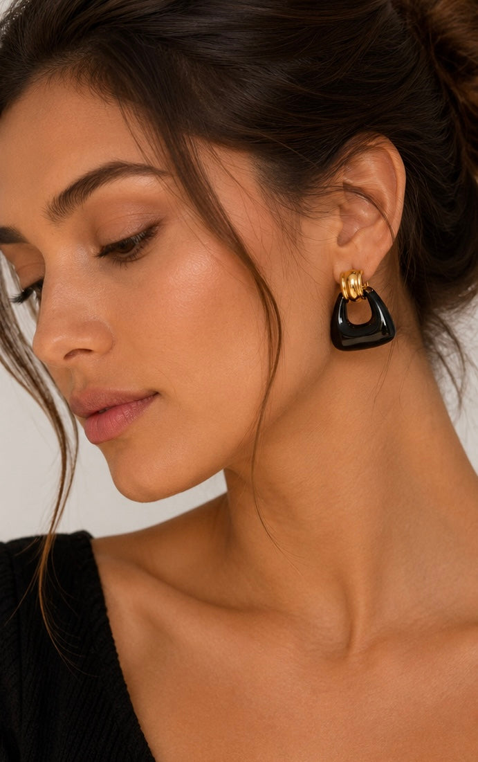 Enamel Stud Earrings | 18K Gold Plated Lightweight Luxury Stainless Steel