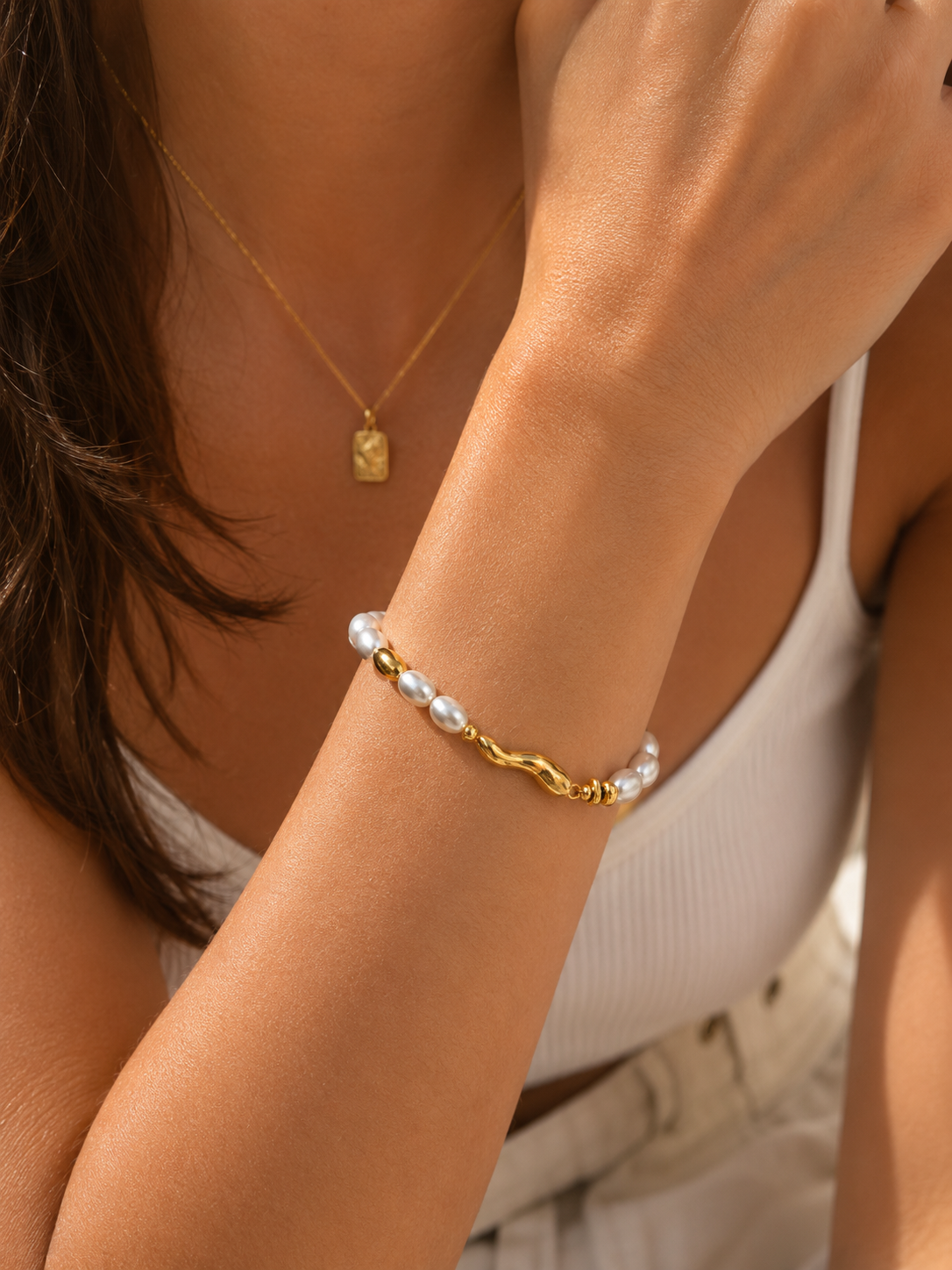 18K gold pearl bracelet