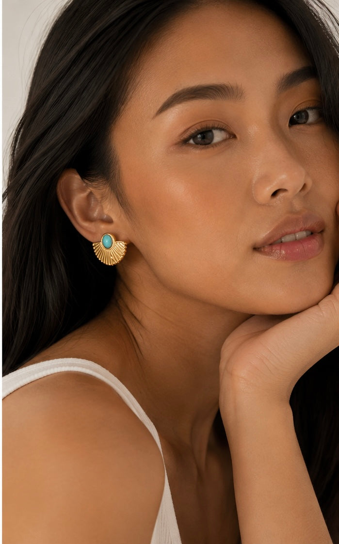 Turquoise Inlay Earrings | Retro Boho Titanium Steel | 6 Styles