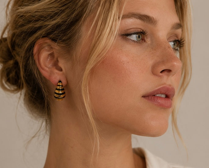 Spiral Teardrop Earrings | 18K Gold Plated Stainless Steel | 5 Colours