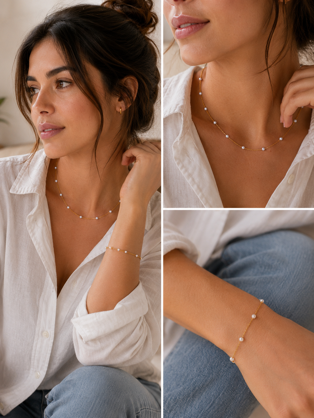 18K Gold Pearl O-Chain Set