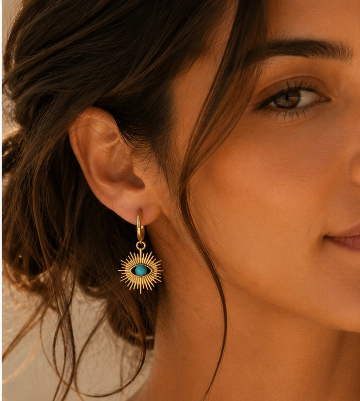 Turquoise Inlay Earrings | Retro Boho Titanium Steel | 6 Styles