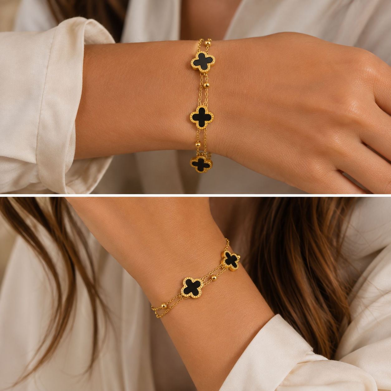 Four-Leaf Clover Chain Bracelet | 18K Gold Plated Stainless Steel