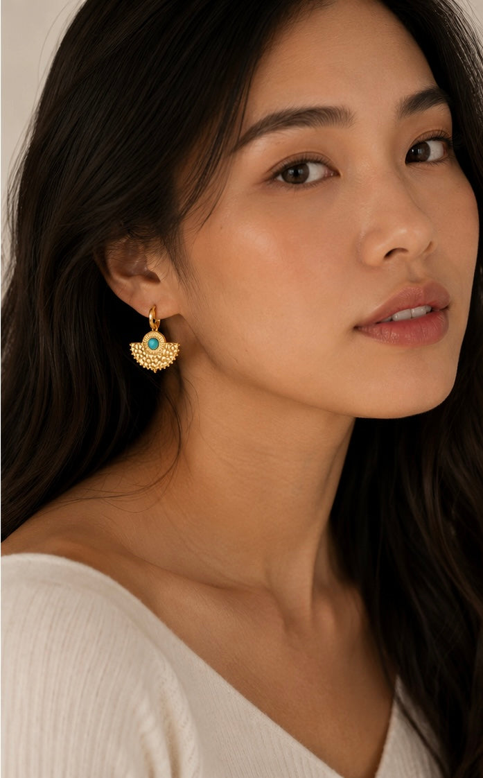 Turquoise Inlay Earrings | Retro Boho Titanium Steel | 6 Styles