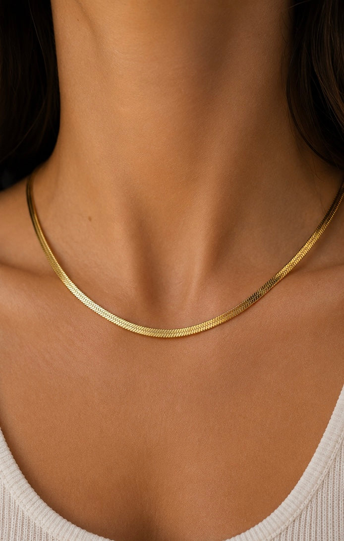 Snake Chain Necklace | 18K Gold Plated Stainless Steel | 18 & 20 Inch