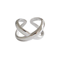 Simple X Cross 925 Sterling Silver Adjustable Ring