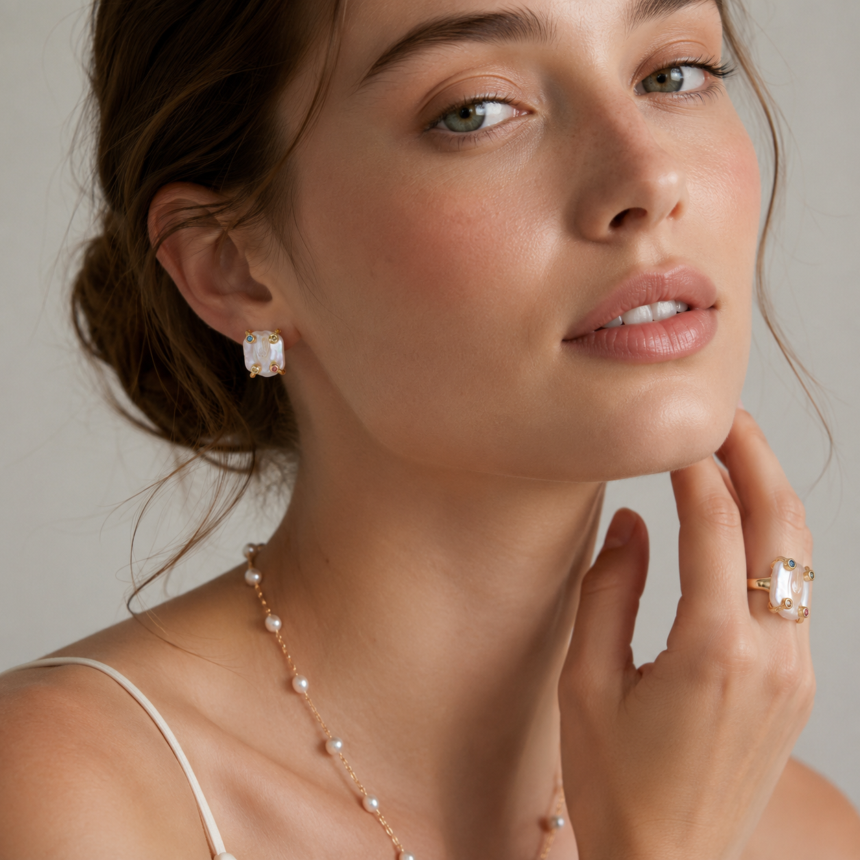18K Gold Plated Eco Brass Baroque Pearl & CZ Prong Stud Earrings | Ornexa