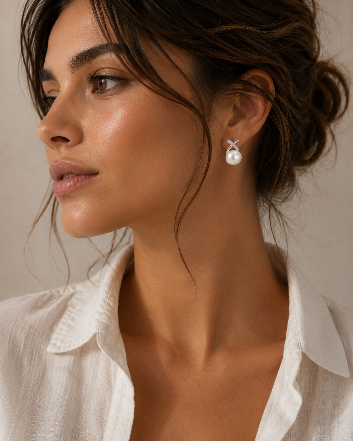 Rhodium Plated 925 Sterling Silver Freshwater Pearl Drop Stud Earrings – Luminous | Ornexa